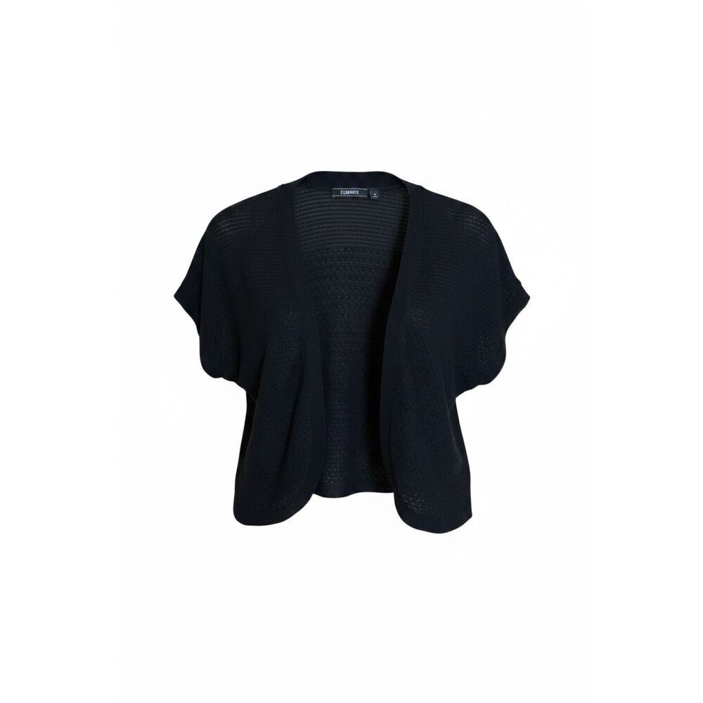 Elementz Short Sleeve Open Front Knit Cropped Shrug Cardigan Black Size Medium‎